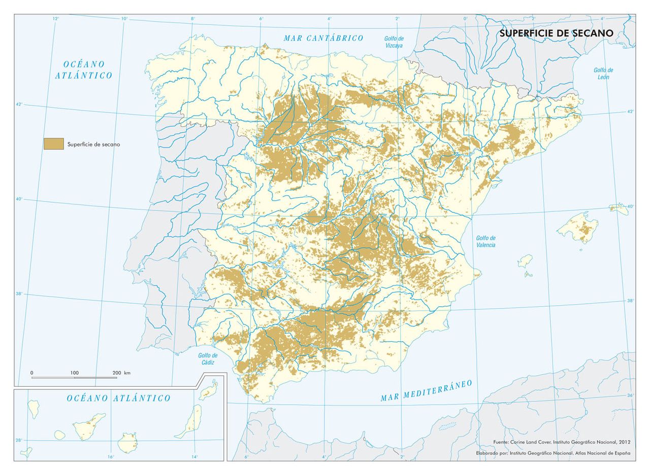 Mapa de superficie de regadío (2012) en España
