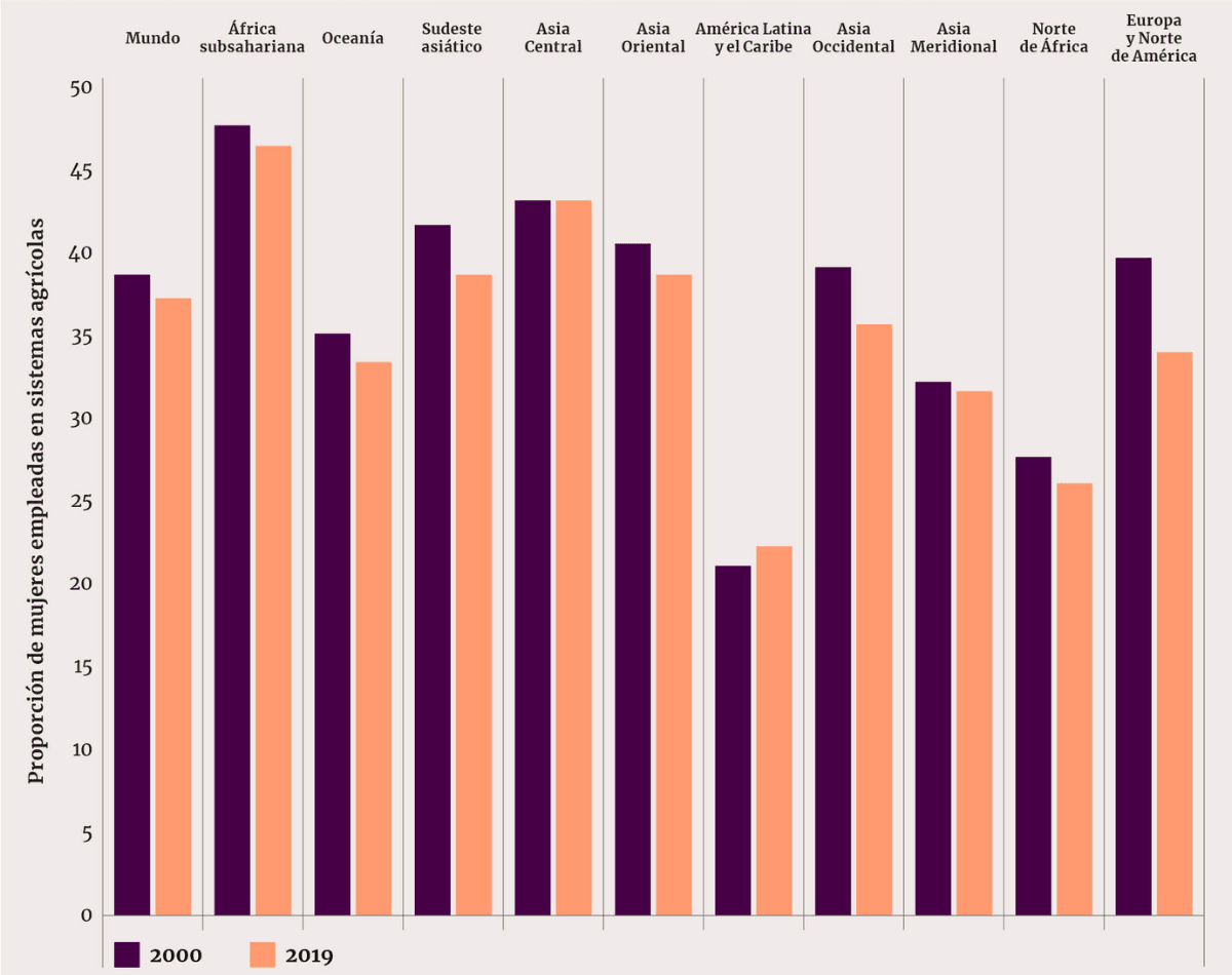 Proporción de mujeres en el sector agrario a a nivel mundial