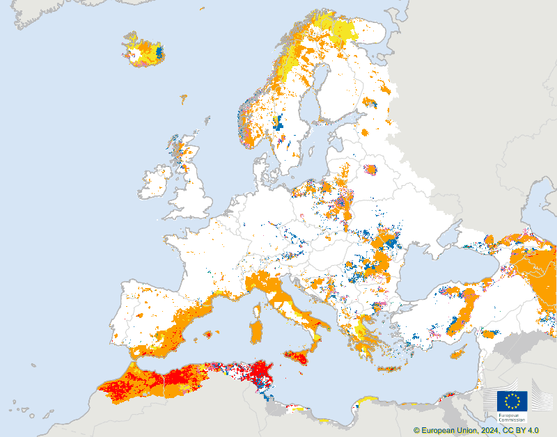 Mapeo de la sequía en Europa a diciembre de 2023