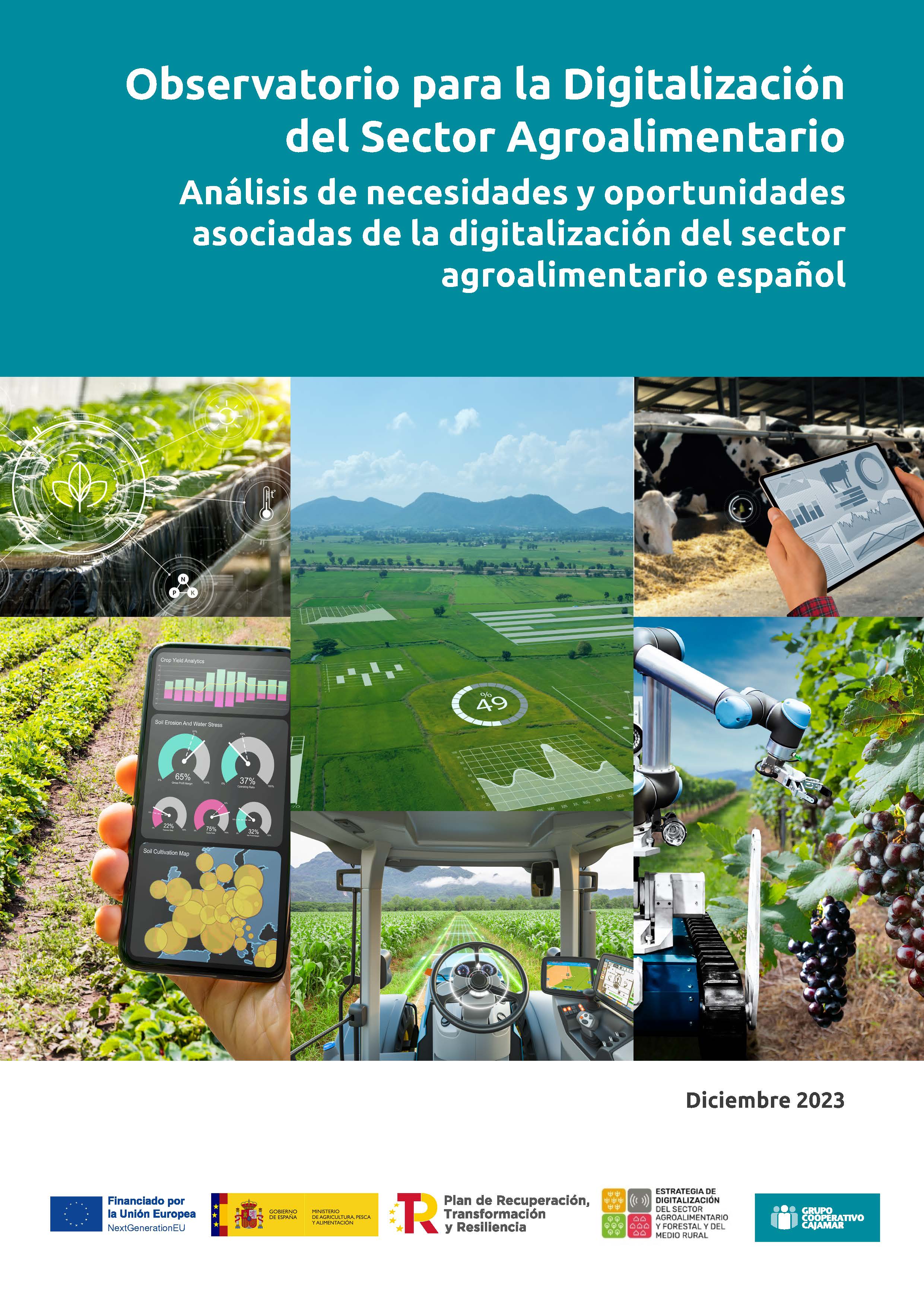 Portada del Observatorio para la digitalización del sector agroalimentario. Análisis de necesidades y oportunidades asociadas a la digitalización del sector agroalimentario español