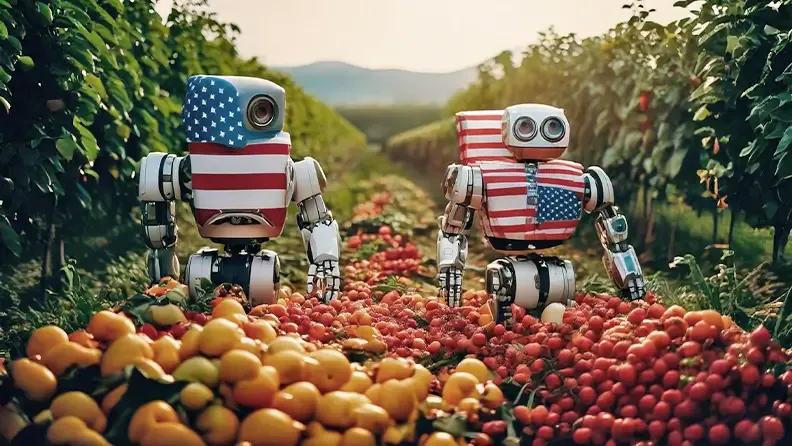 Robots recogiendo fruta en EEUU