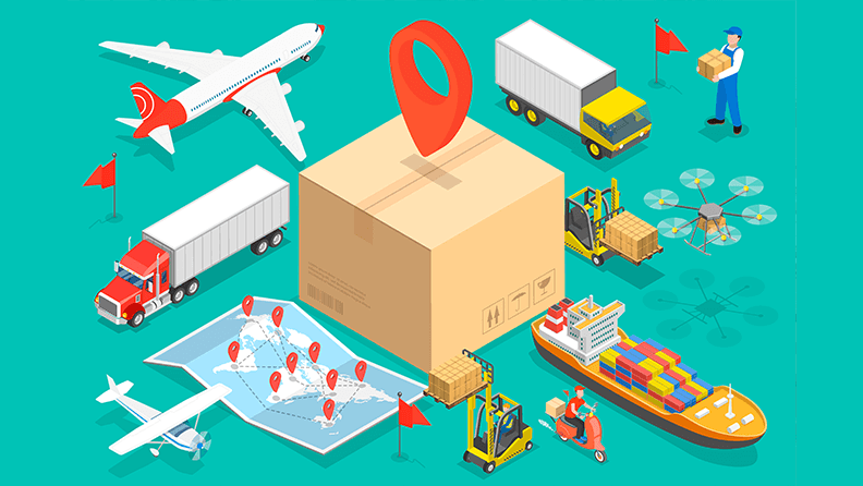 Diagrama de logística de transportes 