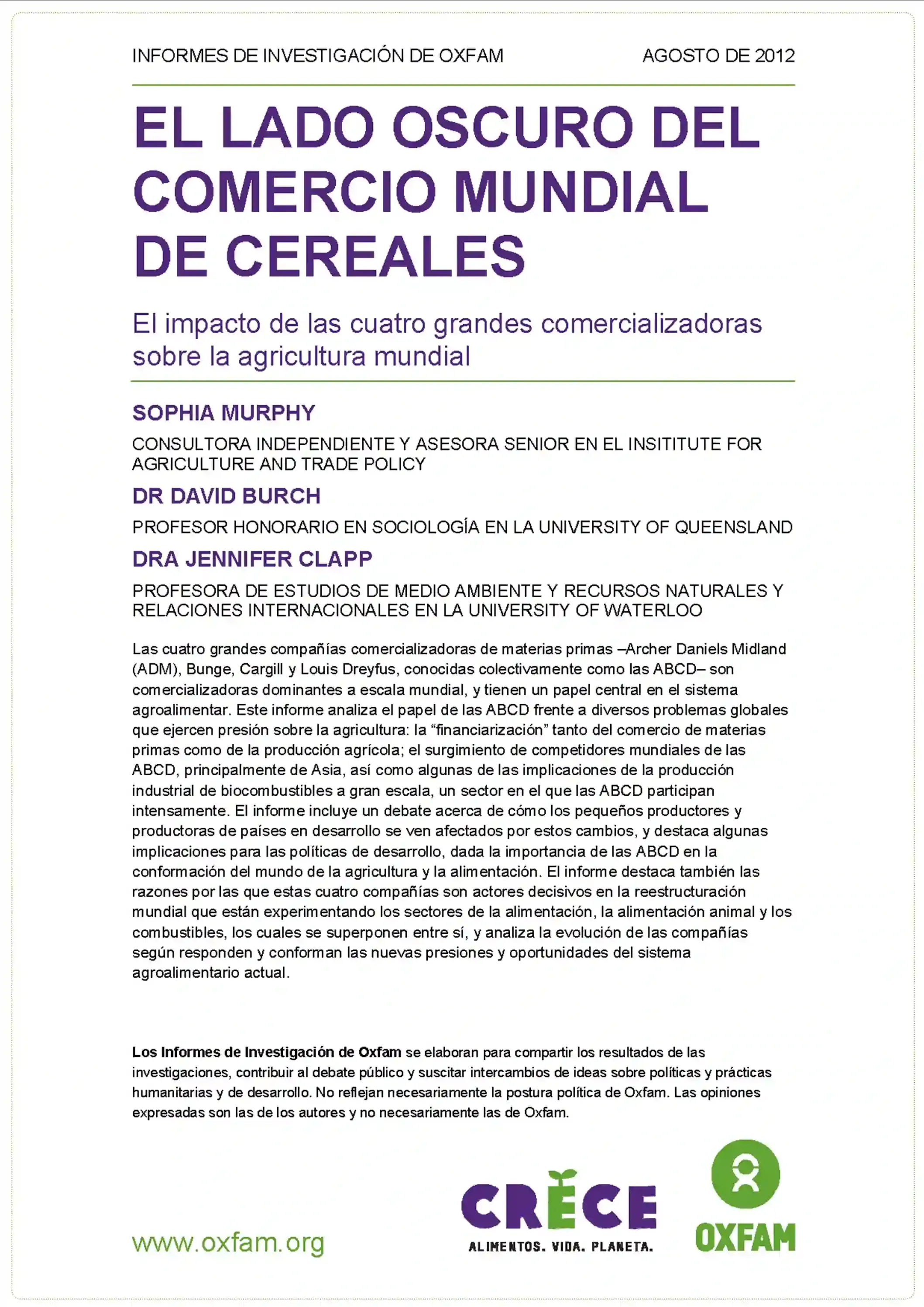 El lado oscuro del comercio mundial de cereales