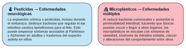 Comparación de efectos de pesticidas y microplásticos en la salud humana.