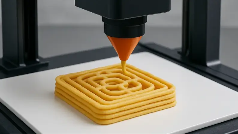 Impresora imprimiendo alimentos en 4D