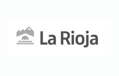 Logo de "La Rioja" con montañas y sol.