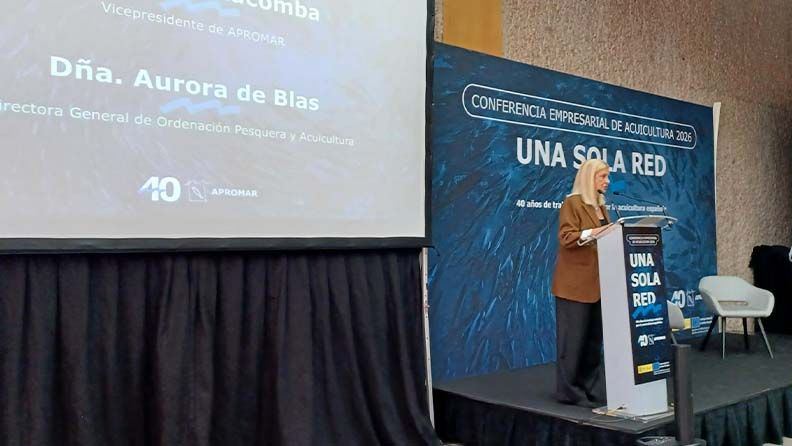 La directora general de Ordenación Pesquera y Acuicultura del Ministerio de Agricultura, Pesca y Alimentación, Aurora de Blas, en la Conferencia Empresarial de la Acuicultura. Efeagro