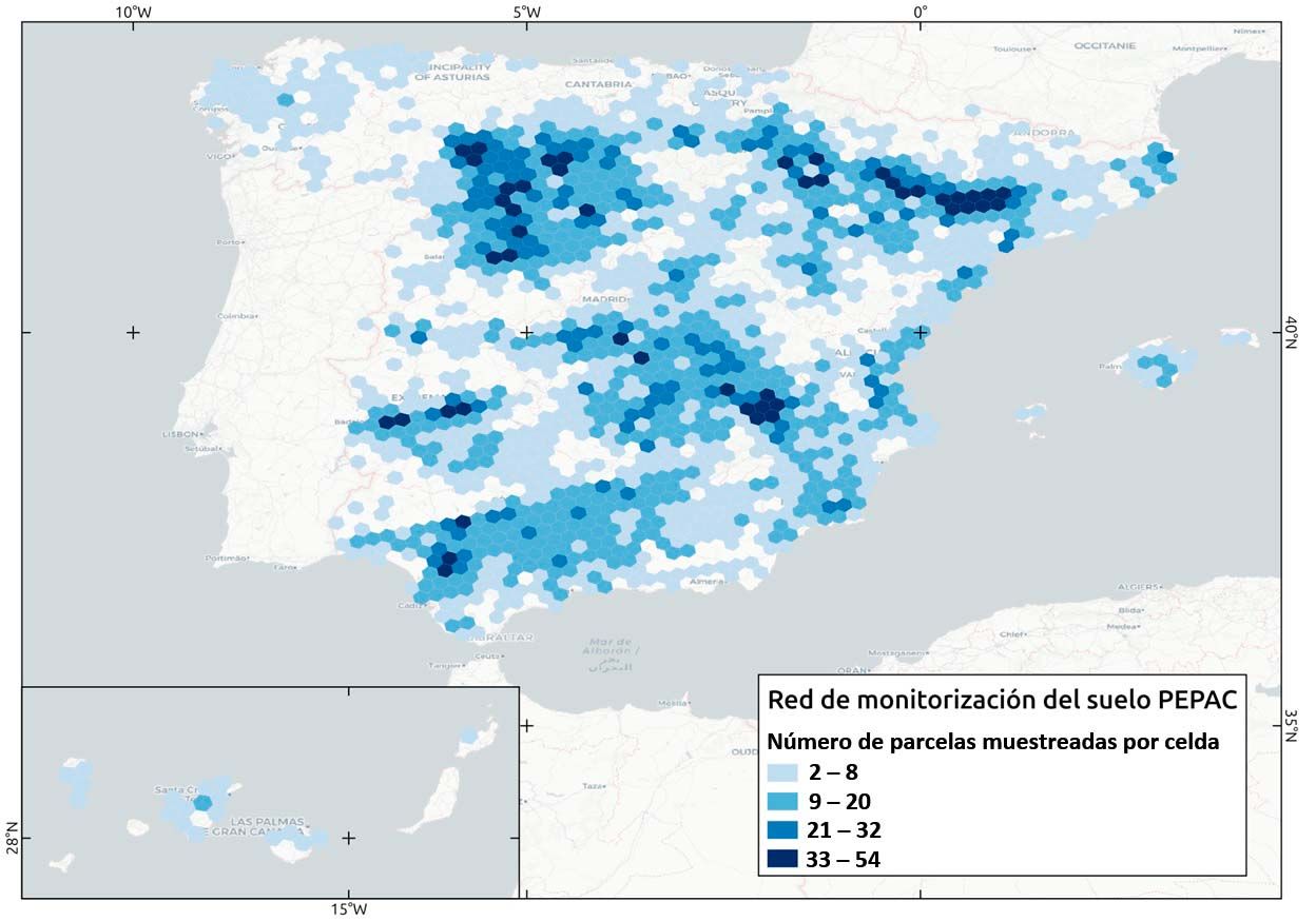 Distribución de las parcelas muestreadas.