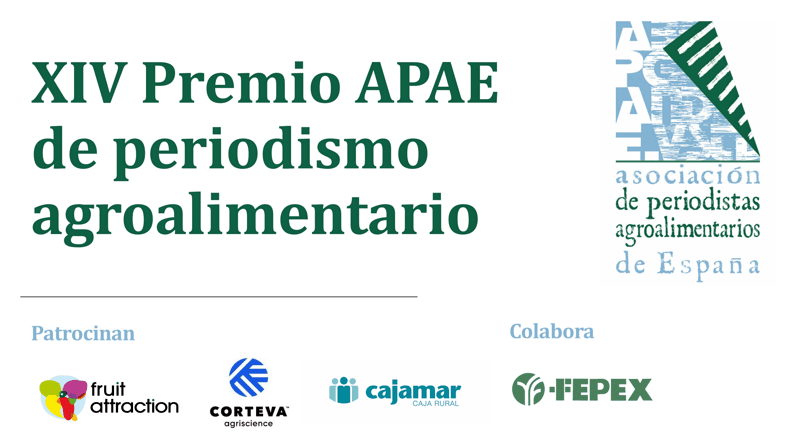 La Asociación de Periodistas Agroalimentarios de España (APAE) ha convocado la decimocuarta edición de sus premios periodísticos