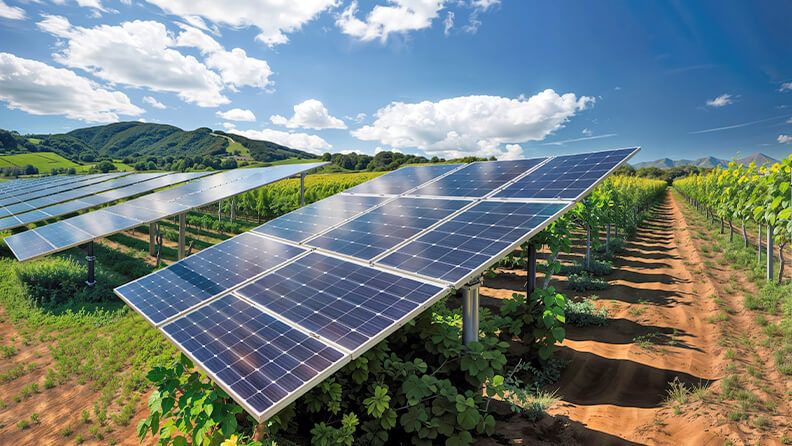 Paneles fotovoltaicos en campo.