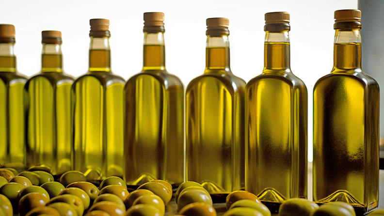 Botellas de aceite de oliva español