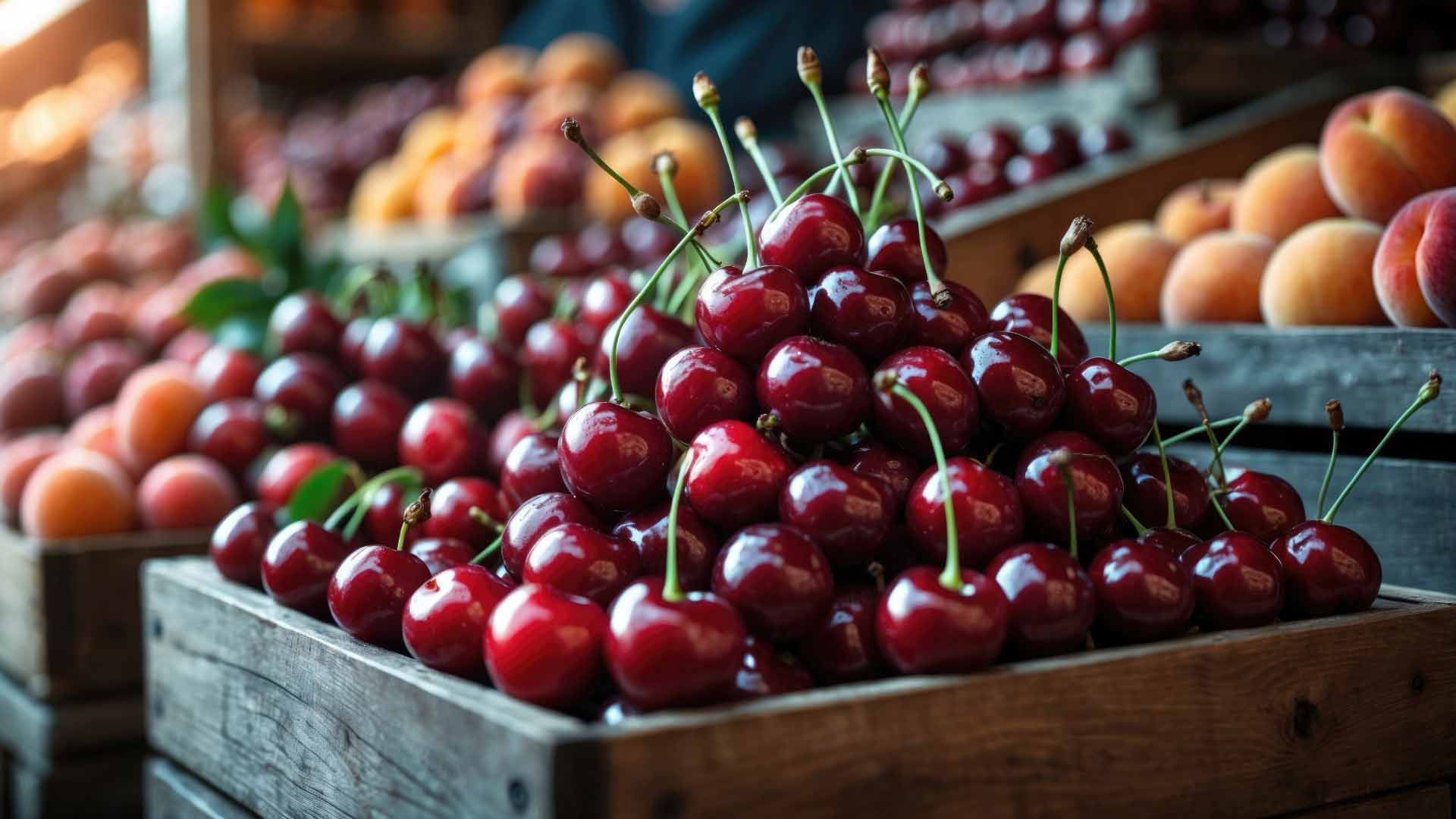 Cereza en supermercado.