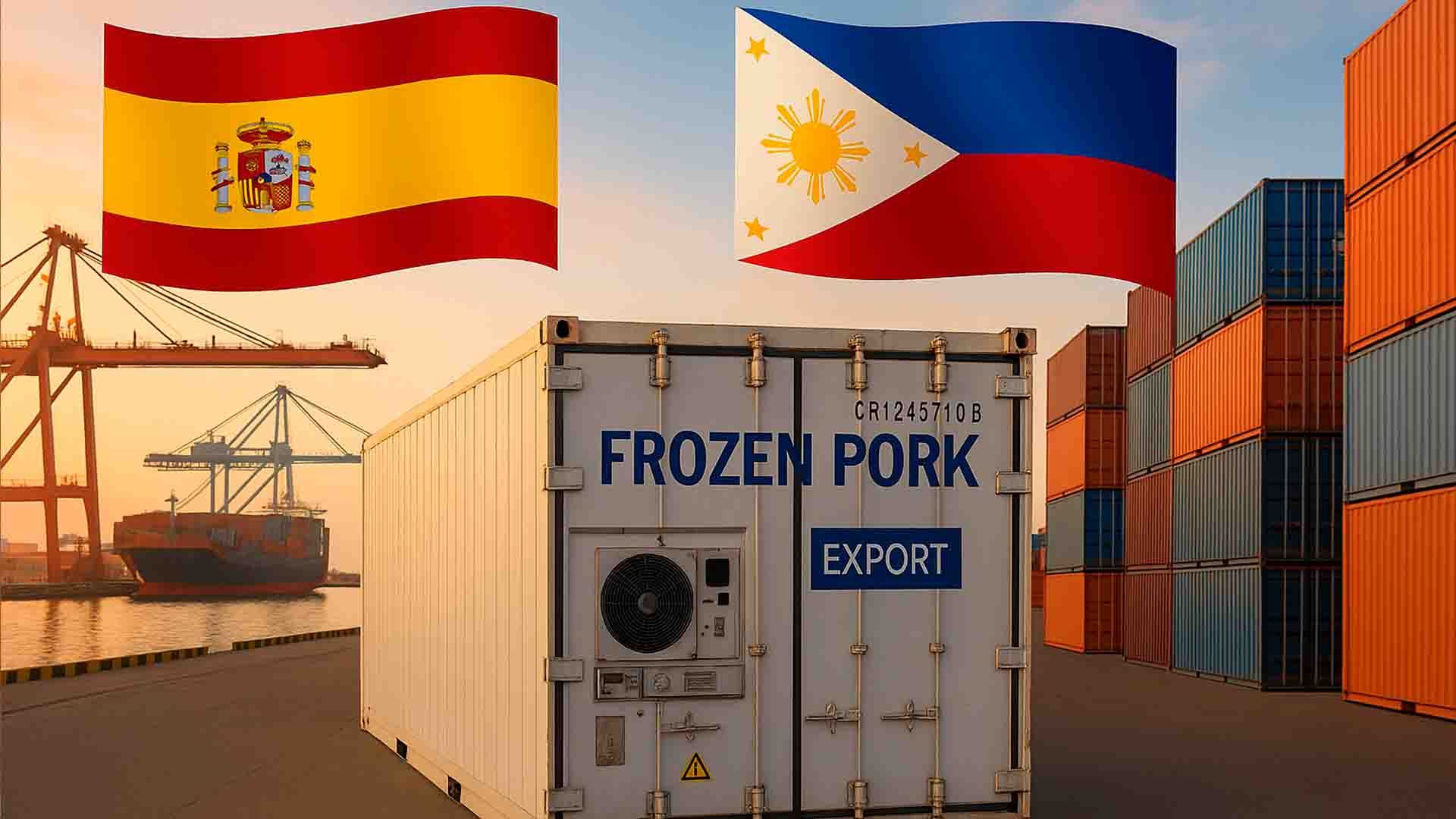 El contenedor de cerdo congelado va de España a Filipinas.