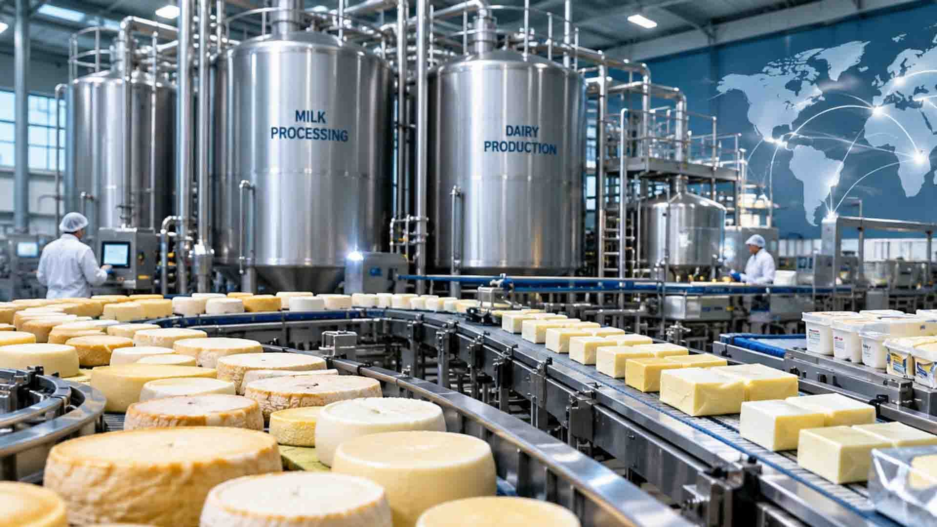 Unidades de queso en producción.