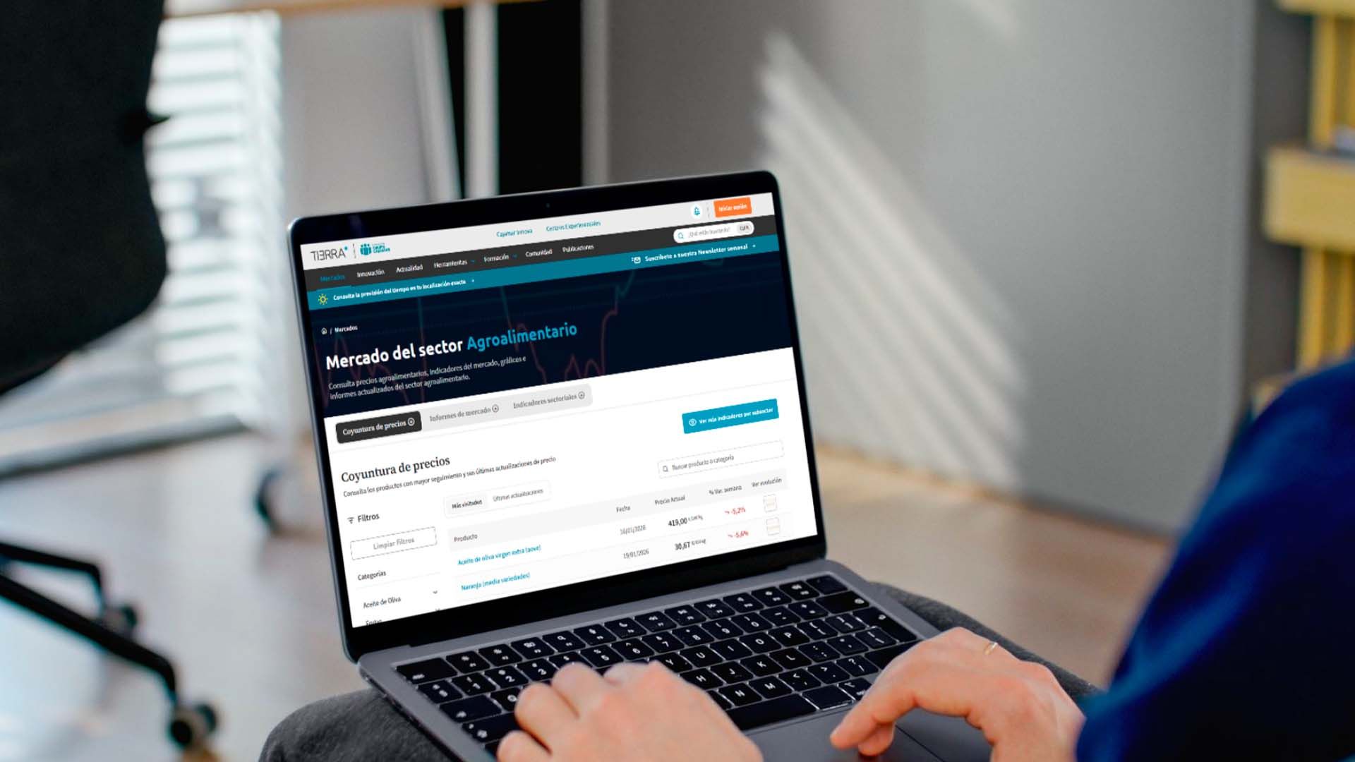 Nuevo diseño de la sección de Mercados Tierra.