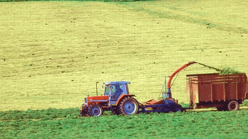 Tractor cosechando. Foto: Ministerio de Agricultura
