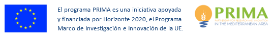 Logo del programa PRIMA que es una iniciativa  apoyada y financiada por Horizonte 2020, el Programa Marco de Investigación e Innovación de la UE.