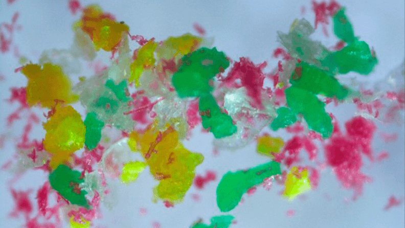 Microplásticos vistos por microscopio 